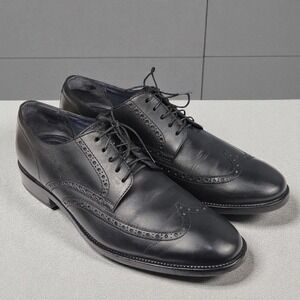 Cole Haan Mens 11M Black Leather Wingtip Oxford Dress Shoes Grand OS Comfort